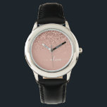 Rose Gold Blush Pink Glitzer Script Monogram Girl Armbanduhr<br><div class="desc">Rose Gold - Schwarz Rosa Sparkle Glitzer Script Monogram Name Watch. Das macht den perfekten 16 Geburtstag,  Hochzeit,  Brautparty,  Jubiläum,  Babydusche oder Junggeselinnen-Abschied Geschenk für jemanden,  der Lieben glamourösen Luxus und schicke Stile.</div>