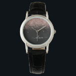 Rose Gold Blush Pink Glitzer Script Monogram Girl Armbanduhr<br><div class="desc">Schwarz und Rose Gold - Schwarz Rosa Sparkle Glitzer Script Monogram Name Watch. Dies macht den perfekten Abschluss,  Geburtstag,  Hochzeit,  Brautparty,  Jubiläum,  Babydusche oder Junggeselinnen-Abschied Geschenk für jemanden,  die Lieben glamourösen Luxus und schicke Stile.</div>