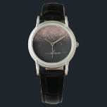 Rose Gold Blush Pink Glitzer Script Monogram Girl Armbanduhr<br><div class="desc">Schwarz und Rose Gold - Schwarz Rosa Sparkle Glitzer Script Monogram Name Watch. Dies macht den perfekten Abschluss,  Geburtstag,  Hochzeit,  Brautparty,  Jubiläum,  Babydusche oder Junggeselinnen-Abschied Geschenk für jemanden,  die Lieben glamourösen Luxus und schicke Stile.</div>