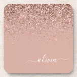 Rose Gold Blush Pink Glitzer Script Monogram Girl Getränkeuntersetzer<br><div class="desc">Rose Gold Blush Pink Glitzer Script Monogram Name Paper Untersetzer. Dies macht den perfekten Abschluss,  Geburtstag,  Hochzeit,  Brautparty,  Jubiläum,  Babydusche oder Junggeselinnen-Abschied Geschenk für jemanden,  die Lieben glamourösen Luxus und schicke Stile.</div>