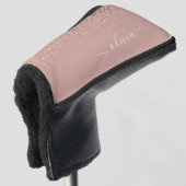 Rose Gold Blush Pink Glitzer Script Monogram Girl Golf Headcover (3/4 Vorderseite)