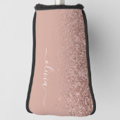 Rose Gold Blush Pink Glitzer Script Monogram Girl Golf Headcover (Rotieren 90)
