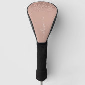 Rose Gold Blush Pink Glitzer Script Monogram Girl Golf Headcover (Vorderseite)