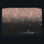 Rose Gold Blush Pink Glitzer Script Monogram Girl iPad Pro Cover<br><div class="desc">Rose Gold - Schwarz Rosa und Schwarz Sparkle Glitzer Script Monogram Name Laptop Case. Das macht den perfekten 16 Geburtstag,  Hochzeit,  Brautparty,  Jubiläum,  Babydusche oder Junggeselinnen-Abschied Geschenk für jemanden,  der Lieben glamourösen Luxus und schicke Stile.</div>