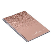 Rose Gold Blush Pink Glitzer Script Monogram Girl Notizblock (Rechte Seite)