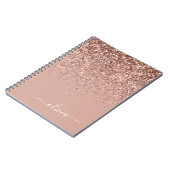 Rose Gold Blush Pink Glitzer Script Monogram Girl Notizblock (Linke Seite)