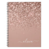 Rose Gold Blush Pink Glitzer Script Monogram Girl Notizblock (Vorderseite)