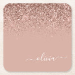 Rose Gold Blush Pink Glitzer Script Monogram Girl Rechteckiger Pappuntersetzer<br><div class="desc">Rose Gold - Schwarz rosa Sparkle Glitzer Script Monogram Name Paper Untersetzer. Dies macht den perfekten Abschluss,  Geburtstag,  Hochzeit,  Brautparty,  Jubiläum,  Babydusche oder Junggeselinnen-Abschied Geschenk für jemanden,  die Lieben glamourösen Luxus und schicke Stile.</div>