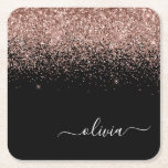 Rose Gold Blush Pink Glitzer Script Monogram Girl Rechteckiger Pappuntersetzer<br><div class="desc">Schwarz und Rose Gold - Schwarz Rosa Sparkle Glitzer Script Monogram Name Paper Untersetzer. Dies macht den perfekten Abschluss,  Geburtstag,  Hochzeit,  Brautparty,  Jubiläum,  Babydusche oder Junggeselinnen-Abschied Geschenk für jemanden,  die Lieben glamourösen Luxus und schicke Stile.</div>