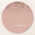 Rose Gold Blush Pink Glitzer Script Monogram Girl Runder Pappuntersetzer<br><div class="desc">Rose Gold - Schwarz rosa Sparkle Glitzer Script Monogram Name Paper Untersetzer. Dies macht den perfekten Abschluss,  Geburtstag,  Hochzeit,  Brautparty,  Jubiläum,  Babydusche oder Junggeselinnen-Abschied Geschenk für jemanden,  die Lieben glamourösen Luxus und schicke Stile.</div>