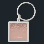 Rose Gold Blush Pink Glitzer Script Monogram Girl Schlüsselanhänger<br><div class="desc">Rose Gold - Blush Pink Sparkle Glitzer Script Monogram Name Keychains (Key Chain). Das macht den perfekten 16 Geburtstag,  Hochzeit,  Brautparty,  Jubiläum,  Babydusche oder Junggeselinnen-Abschied Geschenk für jemanden,  der Lieben glamourösen Luxus und schicke Stile.</div>