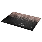 Rose Gold Blush Pink Glitzer Script Monogram Girl Schneidebrett (Ecke)