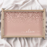 Rose Gold Blush Pink Glitzer Script Monogram Girl Serviertablett<br><div class="desc">Rose Gold - Schwarz rosa Imitate Sparkle Glitzer Script Monogram Name Place Serviertablett. Dies macht den perfekten Abschluss,  Geburtstag,  Hochzeit,  Brautparty,  Jubiläum,  Babydusche oder Junggeselinnen-Abschied Geschenk für jemanden,  die Lieben glamourösen Luxus und schicke Stile.</div>