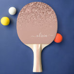 Rose Gold Blush Pink Glitzer Script Monogram Girl Tischtennis Schläger<br><div class="desc">Rose Gold - Schwarz Pink Sparkle Glitzer Script Monogram Name Ping Pong Paddle Paddel. Das macht den perfekten 16 Geburtstag,  Hochzeit,  Brautparty,  Jubiläum,  Babydusche oder Junggeselinnen-Abschied Geschenk für jemanden,  der Lieben glamourösen Luxus und schicke Stile.</div>