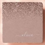 Rose Gold Blush Pink Glitzer Script Monogram Girl Töpfeuntersetzer<br><div class="desc">Rose Gold - Schwarz Rosa Sparkle Glitzer Script Monogram Name Trivet Stone. Dies macht den perfekten Abschluss,  Geburtstag,  Hochzeit,  Brautparty,  Jubiläum,  Babydusche oder Junggeselinnen-Abschied Geschenk für jemanden,  die Lieben glamourösen Luxus und schicke Stile.</div>