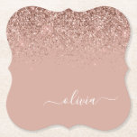 Rose Gold Blush Pink Glitzer Script Monogram Girl Untersetzer<br><div class="desc">Rose Gold - Schwarz rosa Sparkle Glitzer Script Monogram Name Paper Untersetzer. Dies macht den perfekten Abschluss,  Geburtstag,  Hochzeit,  Brautparty,  Jubiläum,  Babydusche oder Junggeselinnen-Abschied Geschenk für jemanden,  die Lieben glamourösen Luxus und schicke Stile.</div>