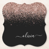 Rose Gold Blush Pink Glitzer Script Monogram Girl Untersetzer (Vorderseite)