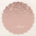 Rose Gold Blush Pink Glitzer Script Monogram Girl Untersetzer<br><div class="desc">Rose Gold - Schwarz rosa Sparkle Glitzer Script Monogram Name Paper Untersetzer. Dies macht den perfekten Abschluss,  Geburtstag,  Hochzeit,  Brautparty,  Jubiläum,  Babydusche oder Junggeselinnen-Abschied Geschenk für jemanden,  die Lieben glamourösen Luxus und schicke Stile.</div>