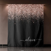 Rose Gold Blush Pink Glitzer Script Monogram Girl Wandteppich