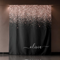 Rose Gold Blush Pink Glitzer Script Monogram Girl