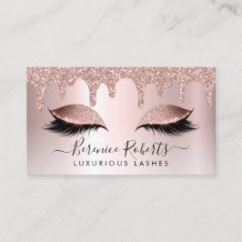 Rose Gold Blush Pink Glitzer Tropfen Lash-Erweiter Visitenkarte
