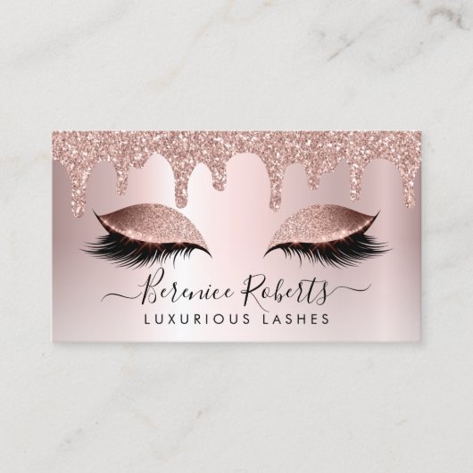 Rose Gold Blush Pink Glitzer Tropfen Lash-Erweiter Visitenkarte (Vorderseite)