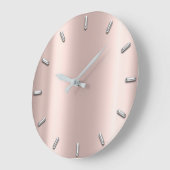 Rose Gold Blush Pink Gray Metallic Silber Minimal Große Wanduhr (Winkel)