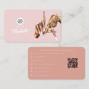 Rose Gold Blush Pink LA-Schild Nagelstudio Visitenkarte