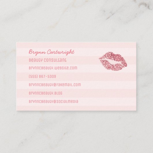 Rose Gold Blush Pink Lips Makeuty Consultant Visitenkarte (Rückseite)