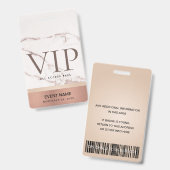 Rose GOLD BLUSH PINK MARBLE VIP EREIGNIS ZUGRIFF P Ausweis (Vorder- & Rückseite)