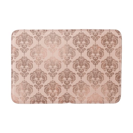Rose Gold Blush Pink Modernes Glam Damask Badematte (Vorderseite)