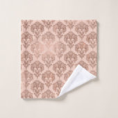 Rose Gold Blush Pink Modernes Glam Damask Badhandtuch Set (Waschlappen)