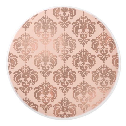 Rose Gold Blush Pink Modernes Glam Damask Keramikknauf (Vorderseite)