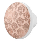 Rose Gold Blush Pink Modernes Glam Damask Keramikknauf (Rechts)