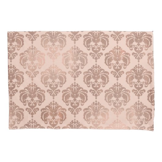 Rose Gold Blush Pink Modernes Glam Damask Kissenbezug (Vorderseite)