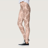 Rose Gold Blush Pink Modernes Glam Damask Leggings (Links)