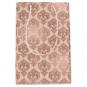 Rose Gold Blush Pink Modernes Glam Damask Mittlere Geschenktüte (Vorderseite)