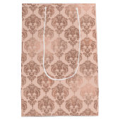 Rose Gold Blush Pink Modernes Glam Damask Mittlere Geschenktüte (Rückseite)