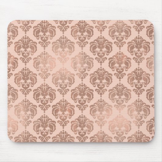 Rose Gold Blush Pink Modernes Glam Damask Mousepad (Vorne)