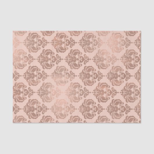 Rose Gold Blush Pink Modernes Glam Damask Seidenpapier (Vorderseite)