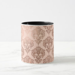 Rose Gold Blush Pink Modernes Glam Damask Tasse