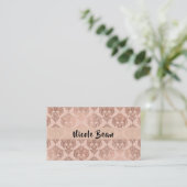 Rose Gold Blush Pink Modernes Glam Damask Visitenkarte (Stehend Vorderseite)