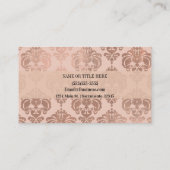 Rose Gold Blush Pink Modernes Glam Damask Visitenkarte (Rückseite)