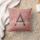 Rose Gold - Blush Pink Monogram Name Kissen (Decke)