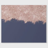 Rose Gold Blush Pink Navy Blue Girl Glitzer Staub Geschenkpapier (Flach)