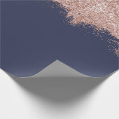 Rose Gold Blush Pink Navy Blue Girl Glitzer Staub Geschenkpapier (Ecke)