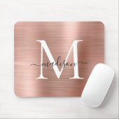 Rose Gold Blush Pink Pinselstrich Monogram Script Mousepad (Mit Mouse)