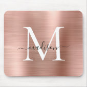 Rose Gold Blush Pink Pinselstrich Monogram Script Mousepad (Vorne)