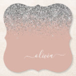 Rose Gold Blush Pink Silber Glitzer Monogramm Untersetzer<br><div class="desc">Rose Gold - Schwarz Rosa und Silber Sparkle Glitzer Script Monogram Name Paper Untersetzer. Dies macht den perfekten Abschluss,  Geburtstag,  Hochzeit,  Brautparty,  Jubiläum,  Babydusche oder Junggeselinnen-Abschied Geschenk für jemanden,  die Lieben glamourösen Luxus und schicke Stile.</div>