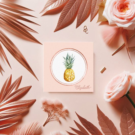 Rose Gold Blush Pink Tropical Party Planner Quadratische Visitenkarte